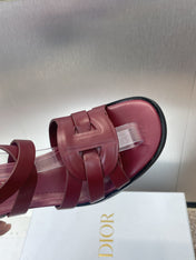 D-CLUB HIGH HEEL SLIDE 25S 55MM IN BURGUNDY RED CALFSKIN