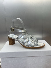 D-CLUB HIGH HEEL SLIDE 25S 55MM IN SILVER GLOSSY CALFSKIN