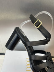 D-CLUB HIGH HEEL SLIDE 25S 80MM IN BLACK CALFSKIN