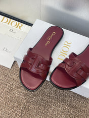 D-CLUB SLIDE SANDAL 25S IN BURGUNDY RED CALFSKIN
