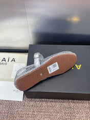 ALAIA MARY JANE FLAT 25S IN SILVER MESH CALFSKIN