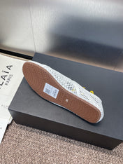 ALAIA MESH MARY JANE BALLET FLATS 25S IN WHITE FABRIC