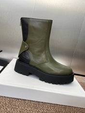 CELINE 26S ANKLE BOOTS 45 MM IN MOSS GREEN CALFSKIN