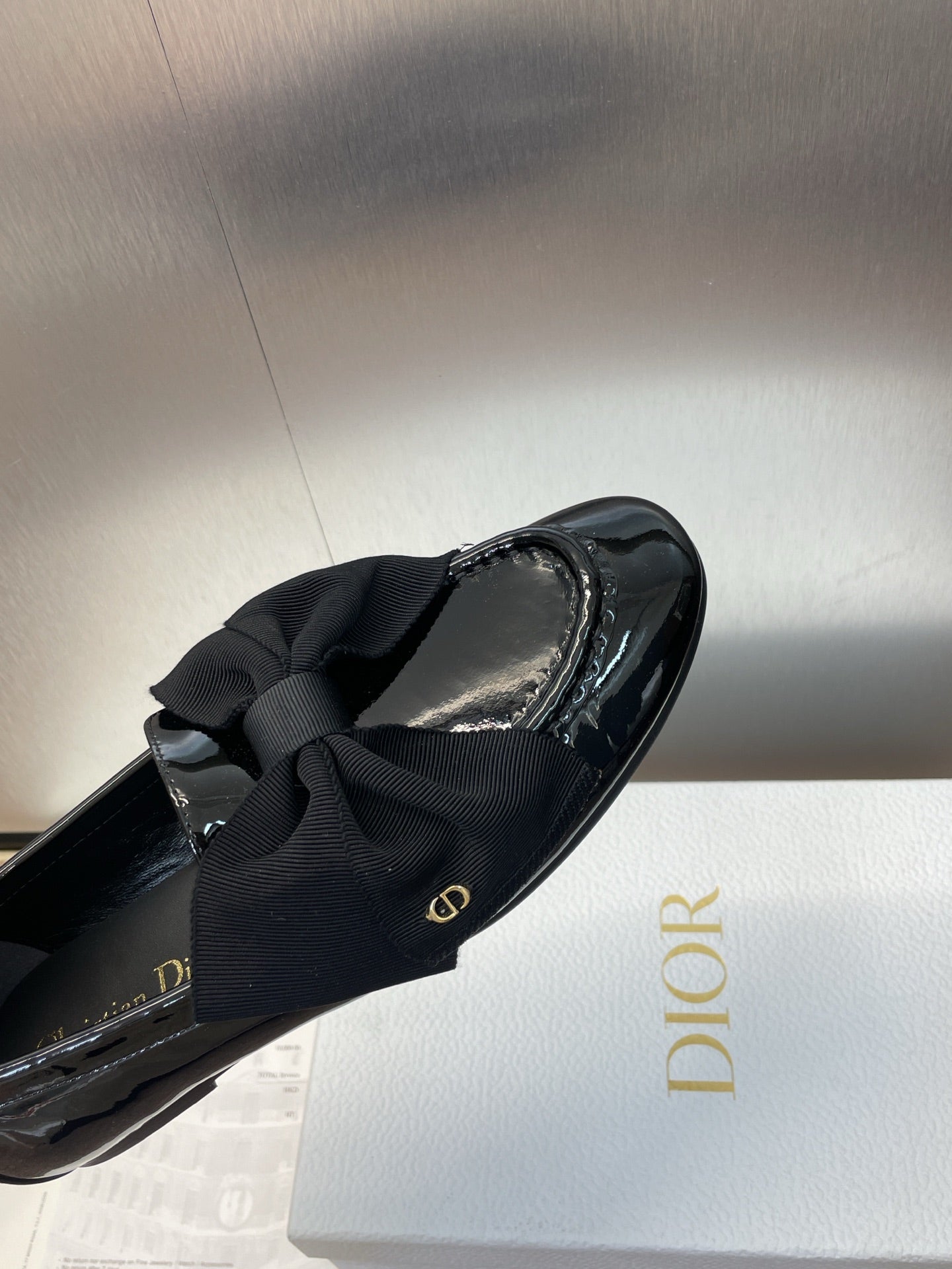 DIOR 25S LOAFER IN BLACK PATENT CALFSKIN AND GROSGRAIN