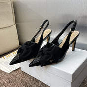 DIOR 25S SLINGBACK PUMP 80MM IN BLACK PATENT CALFSKIN AND GROSGRAIN