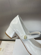 DIOR 25S ROUND-TOE MARY JANE BALLET FLATS IN WHITE CALFSKIN
