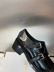 DIOR 25S D-IVIERA SERIES LOW-CUT DEEP VAMP LOAFERS 35MM IN BLACK GLOSSY CALFSKIN