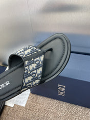 DIOR 25S ALIAS THONG SANDAL IN BEIGE BLACK CALFSKIN AND CANVAS