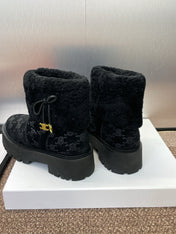 CELINE 26S ANKLE BOOTS 45 MM IN BLACK SUEDE AND WOOL