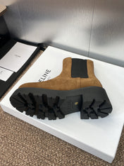 CELINE 26S ANKLE BOOTS 45 MM IN BROWN SUEDE