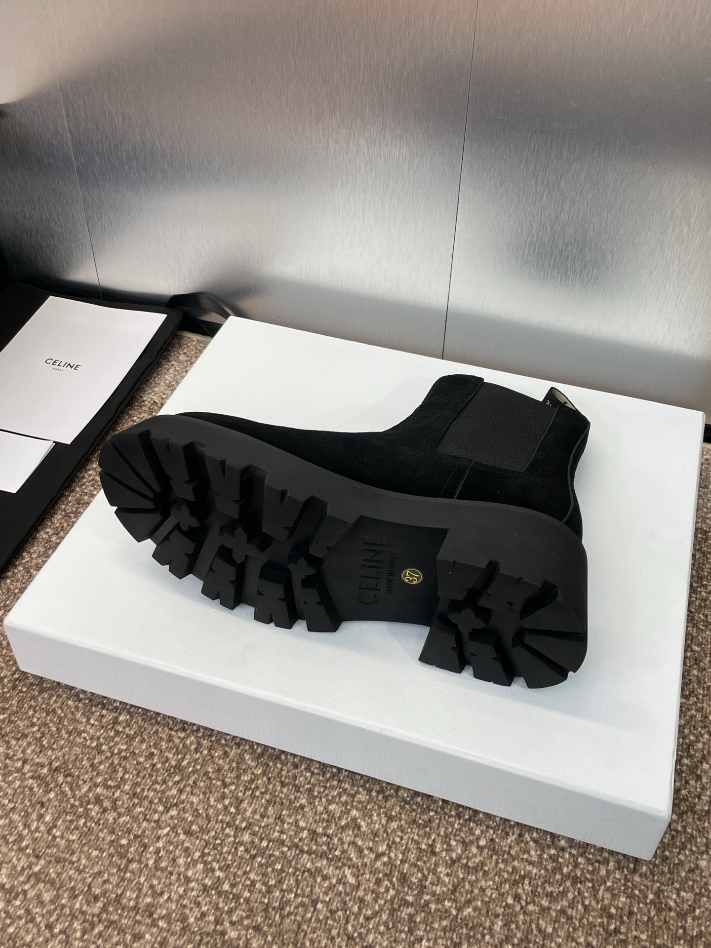 CELINE 26S ANKLE BOOTS 45 MM IN BLACK SUEDE