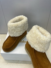 CHLOÉ 26S SHEARLING BOOTS IN BROWN SUEDE