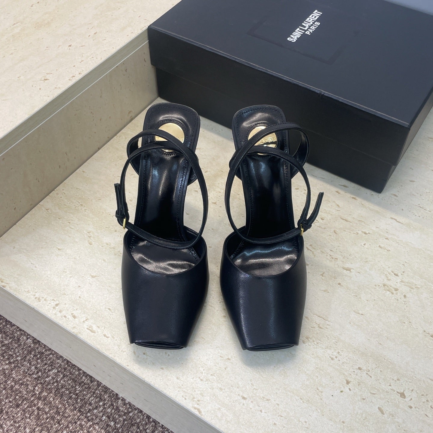 YSL 26S HEELED SANDALS 95 MM IN BLACK CALFSKIN STYLE 1