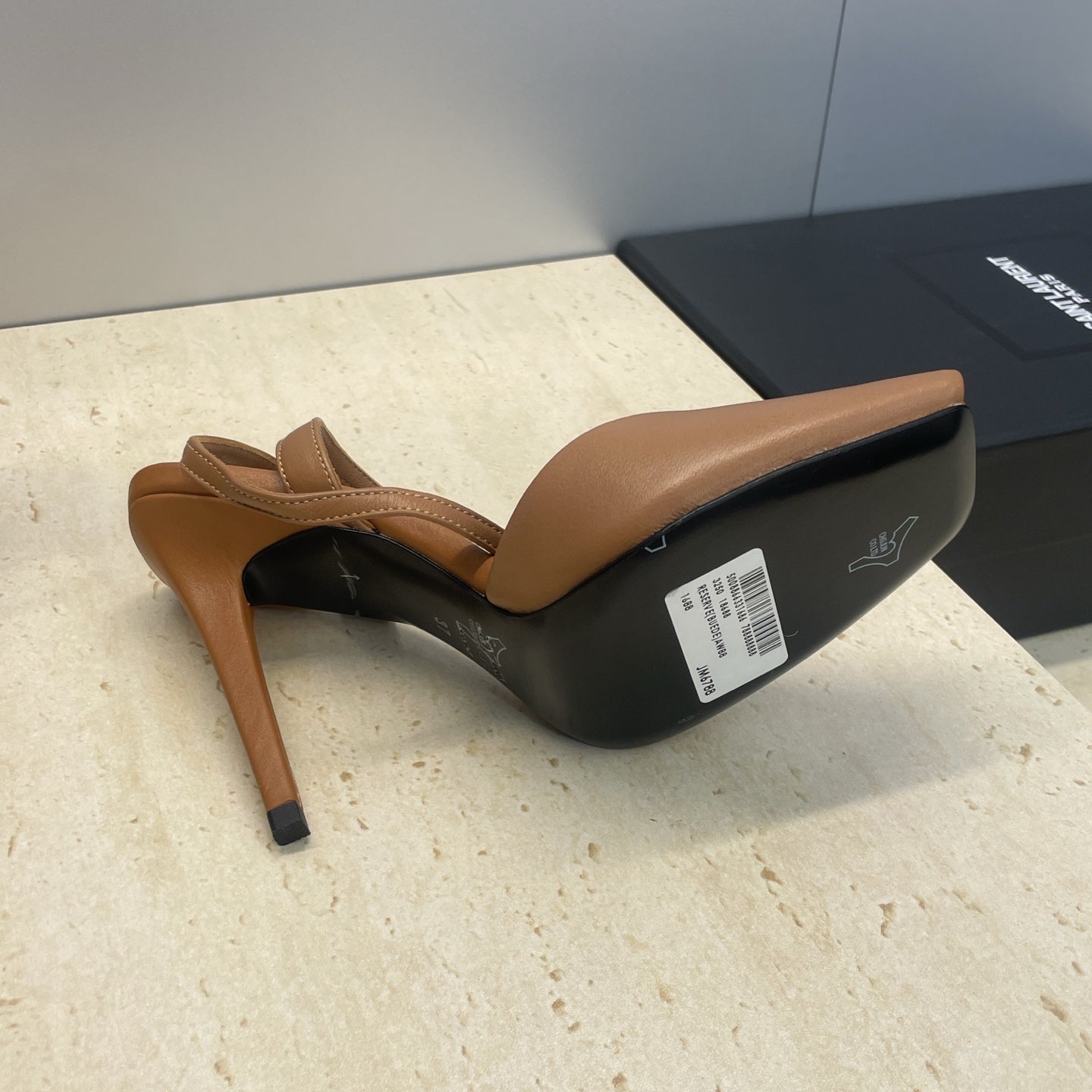YSL 26S HEELED SANDALS 95 MM IN BROWN CALFSKIN