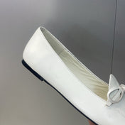 CELINE 26S BALLET FLATS IN WHITE LAMBSKIN WITH BOW