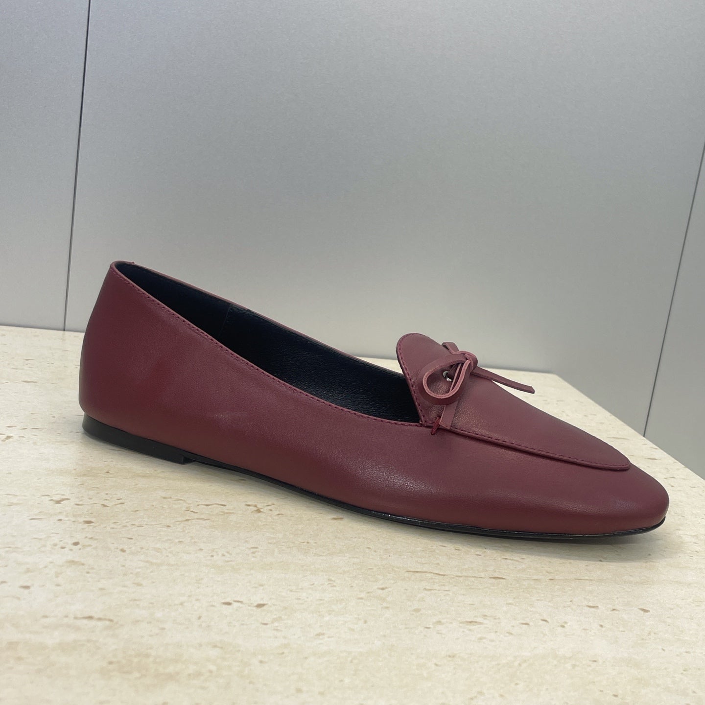 CELINE 26S BALLET FLATS IN DARK RED LAMBSKIN WITH BOW