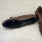 CELINE 26S BALLET FLATS IN DARK BROWN LAMBSKIN WITH BOW