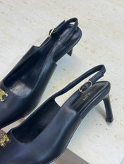 CELINE 26S SLINGBACK HEELS 65 MM IN BLACK CALFSKIN