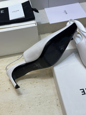 CELINE 26S SLINGBACK HEELS 65 MM IN WHITE CALFSKIN