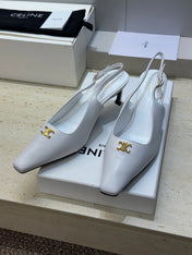 CELINE 26S SLINGBACK HEELS 65 MM IN WHITE CALFSKIN