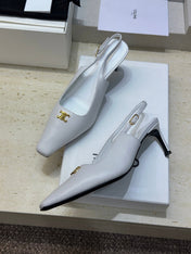 CELINE 26S SLINGBACK HEELS 65 MM IN WHITE CALFSKIN