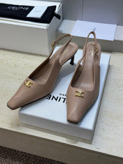 CELINE 26S SLINGBACK HEELS 65 MM IN NUDE BEIGE CALFSKIN