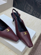 CELINE 26S SLINGBACK HEELS 65 MM IN DARK RED CALFSKIN