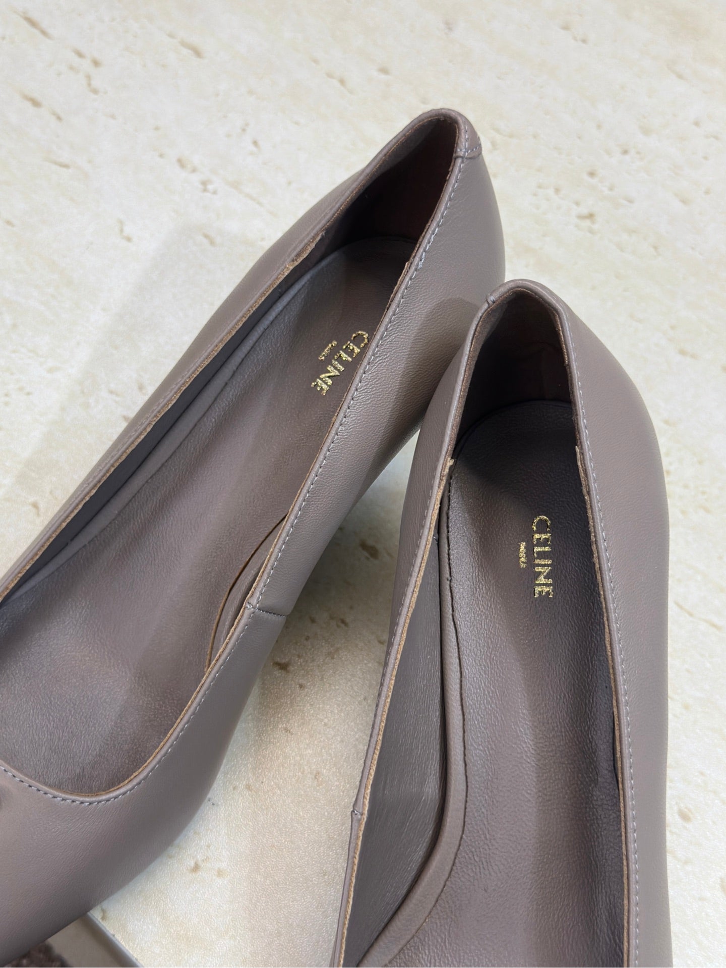 CELINE 26S HIGH HEELS 65 MM IN BEIGE GREY CALFSKIN