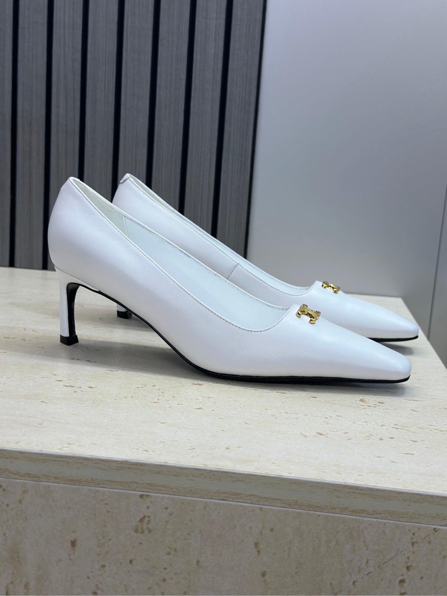 CELINE 26S HIGH HEELS 65 MM IN WHITE CALFSKIN