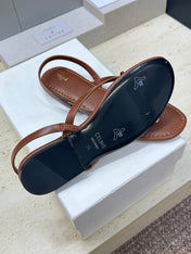 CELINE 26S THONG SANDALS IN BROWN CALFSKIN