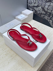 CELINE 26S THONG SANDALS IN RED CALFSKIN