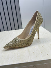 JIMMY CHOO 26S HIGH HEELS 95 MM IN GOLD CRYSTAL-EMBELLISHED