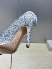 JIMMY CHOO 26S HIGH HEELS 95 MM IN SILVER CRYSTAL-EMBELLISHED