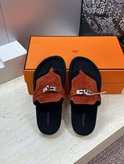 HM 26S EMPIRE SANDAL IN RUST BROWN SUEDE SILVER HARDWARE