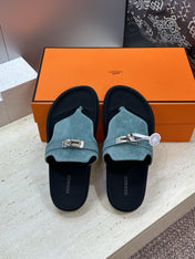 HM 26S EMPIRE SANDAL IN DUSTY SKY BLUE SUEDE SILVER HARDWARE