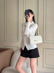 CHANEL 25S CLASSIC FLAP BAG 25 CM IN WHITE LAMBSKIN WITH GOLD HARDWARE