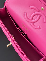 CHANEL 25S CLASSIC FLAP BAG 25 CM IN PINK LAMBSKIN WITH GOLD HARDWARE