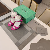 OPEN TOE STRAPPY HIGH HEEL IN PINK CALFSKIN