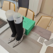 BALENCIAGA 25S POINTED-TOE HIGH HEELS 90 MM IN BLACK FABRIC AND LEOPARD PRINT CALFSKIN STYLE 3
