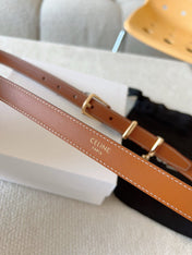 CELINE 25S BELT 18MM IN CARAMEL ELEGANT CHARM TAURILLON GOLD HARDWARE 585791