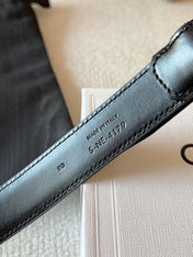 CELINE 25S BELT 25MM IN BLACK CALFSKIN GOLD HARDWARE 561796