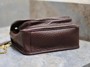 Niki mini crinkled shoulder 22 in Chestnut Brown Lamskin Gold Hardware