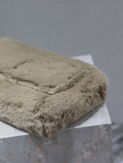KATE FLAP BAG 28 IN ECRU BEIGE RABBIT FUR GOLD CHAIN