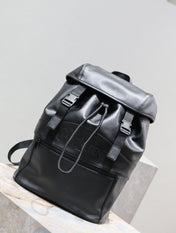BACKPACK 45 IN BLACK CALFSKIN WITH EMBOSSED LOGO