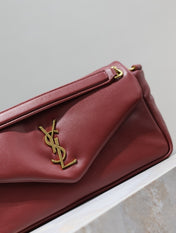 YSL 25S CALYPSO HANDBAG 26 IN BURGUNDY LAMBSKIN GOLD HARDWRE