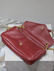 YSL 25S CALYPSO HANDBAG 26 IN BURGUNDY LAMBSKIN GOLD HARDWARE