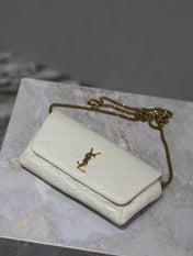YSL 25S SAINT LAURENT GABY 19 IN BLANC VINTAGE QUILTED CALFSKIN GOLD HARDWARE
