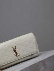 YSL 25S SAINT LAURENT GABY 19 IN BLANC VINTAGE QUILTED CALFSKIN GOLD HARDWARE