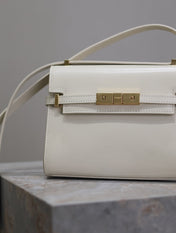 YSL 25S MINI MANHATTAN 19 IN BLANC VINTAGE CALFSKIN GOLD HARDWRE