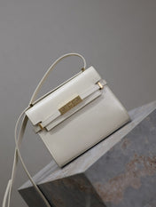 YSL 25S MINI MANHATTAN 19 IN BLANC VINTAGE CALFSKIN GOLD HARDWRE